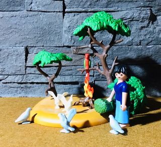 Playmobil escena belén aldeana con vegetación ...