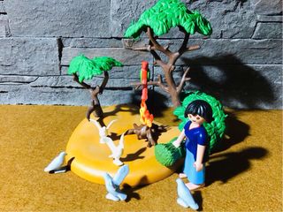 Playmobil escena belén aldeana con vegetación ...