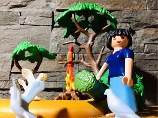Playmobil escena belén aldeana con vegetación ...
