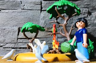 Playmobil escena belén aldeana con vegetación ...