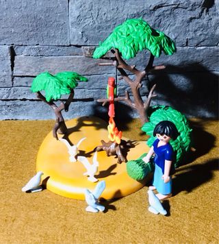 Playmobil escena belén aldeana con vegetación ...