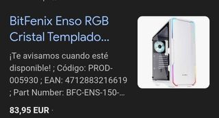 Caja/Torre BitFenix Enso RGB ATX Cristal Blanco