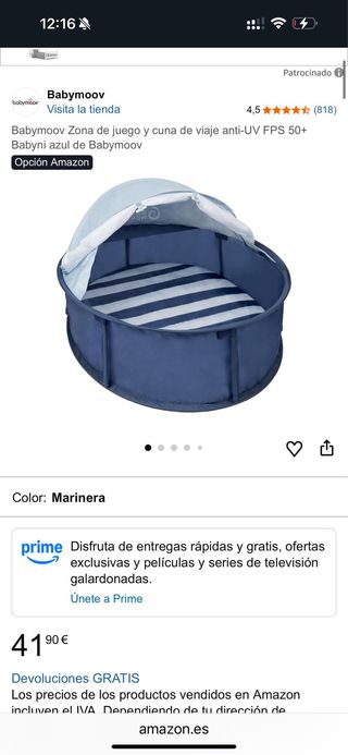 Refugio Cuna Zona Juego Anti UV Bebé