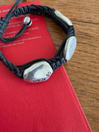 Pulsera Uno de 50 Plata y Cuerda Negra