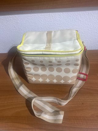 Bolso nevera comida beige y amarillo