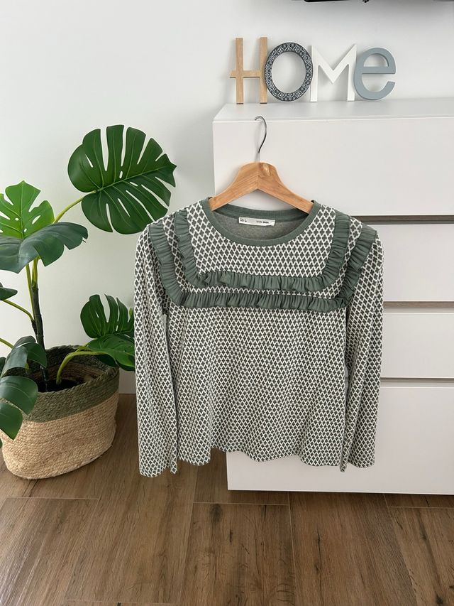 Jersey verde y blanco talla S