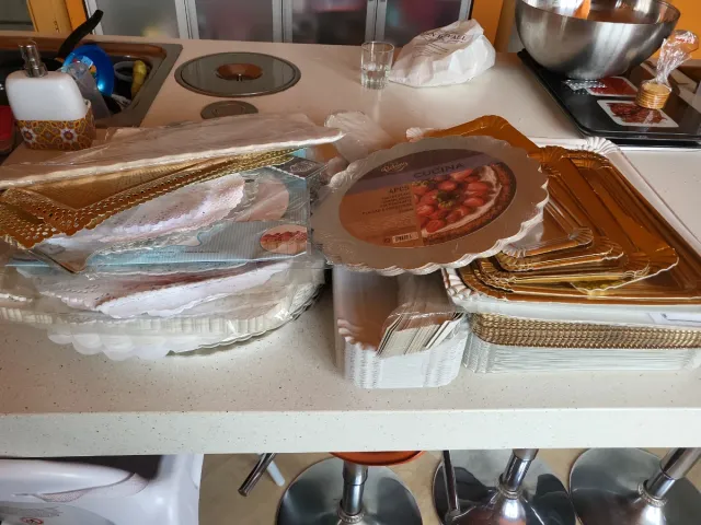 Bandejas Repostería Plástico Beige/Blanco/papel