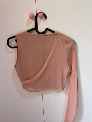 Top Zara rosa asimétrico talla S