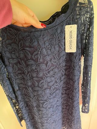 Miss Giada Vestito/Maglia Pizzo Blu