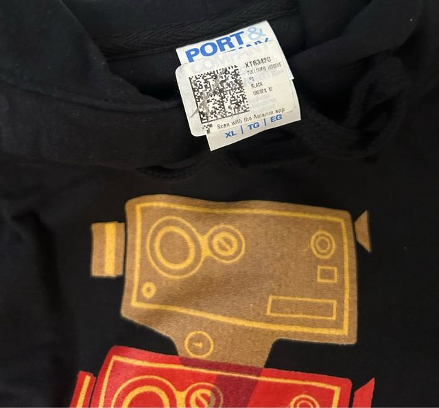 Felpa nera Kodak con stampa videocamere