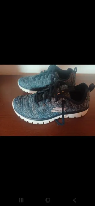 Tênis Skechers Azul/Cinza Tamanho 36