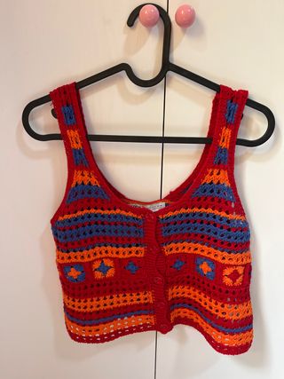 Top Crochet Naranja y Rojo Talla Única