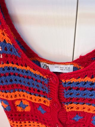 Top Crochet Naranja y Rojo Talla Única