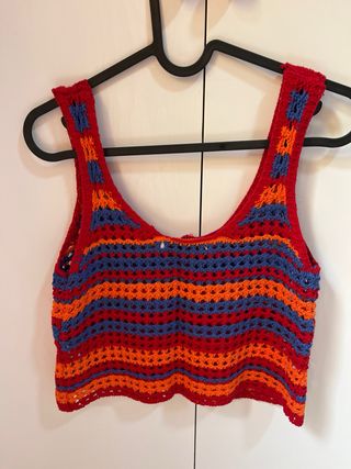 Top Crochet Naranja y Rojo Talla Única