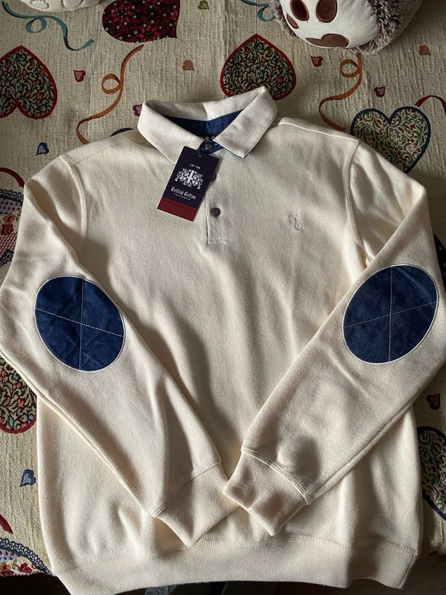 Polo de punto beige manga larga nuevo