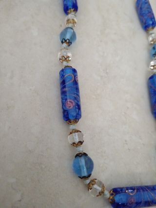 Parure collana e bracciale blu