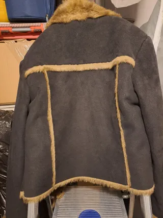 Chaquetón Piel Negro y Marrón Mujer