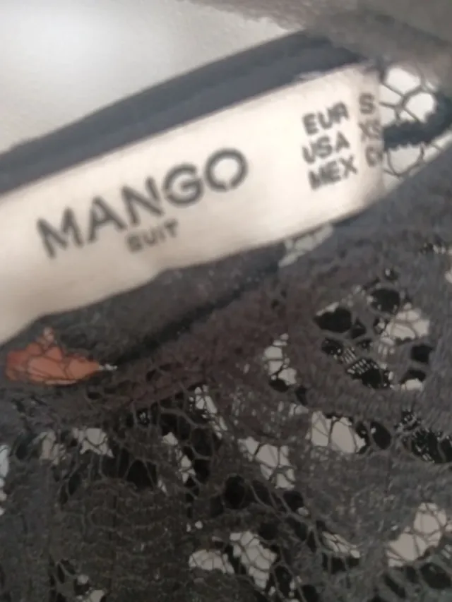 Vestido Mango Negro Encaje Talla S