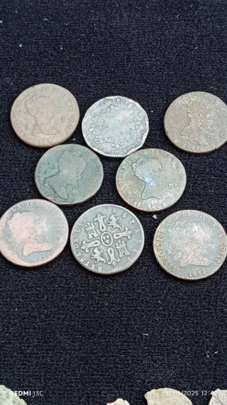 Lote de 8 monedas antiguas de cobre