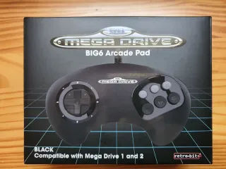 Mando Retro-Bit Mega Drive BIG6 Negro a estrenar