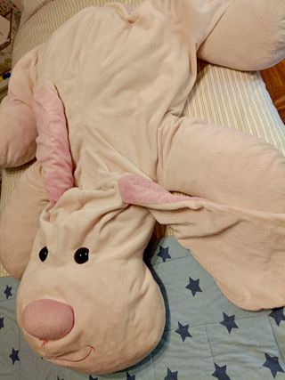 Peluche perro grande rosa