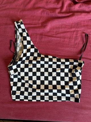 Top Shein monospalla a scacchi