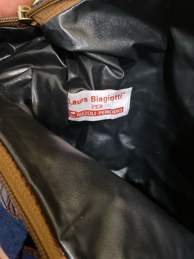 Borsa Shopping Vintage Laura Biagiotti Blu/Marrone