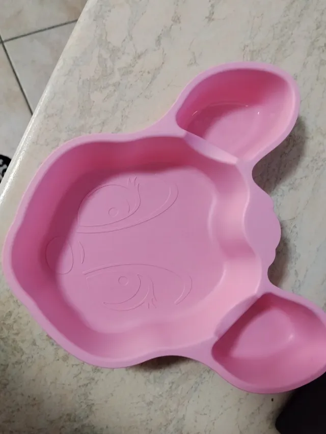 Set posate e piattino rosa