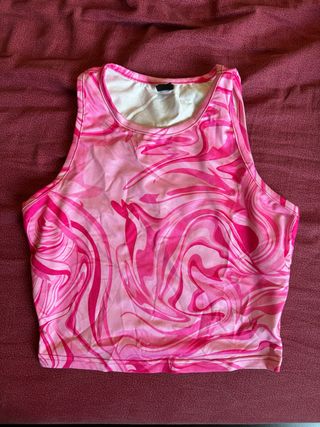 Top Shein fantasia astratta rosa