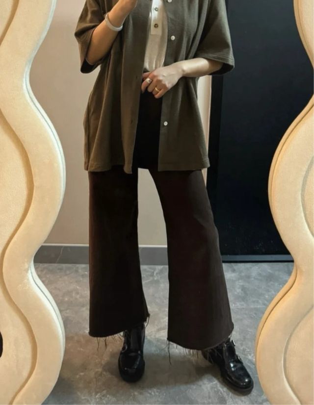 Zara Vaqueros Marrones Anchos