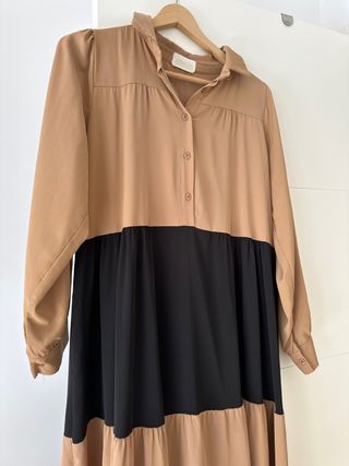 Vestido largo marrón y negro