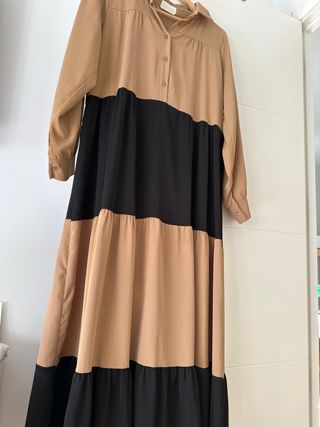 Vestido largo marrón y negro