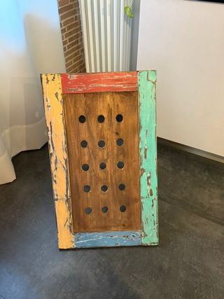 Porta bottiglie da terra in legno multicolore