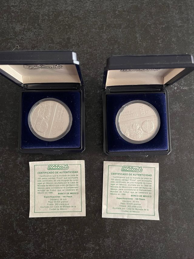 Moneda Plata México 86 Copa Mundial Futbol