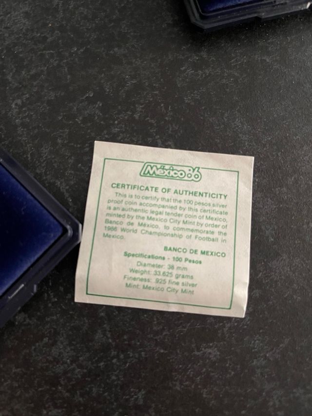 Moneda Plata México 86 Copa Mundial Futbol