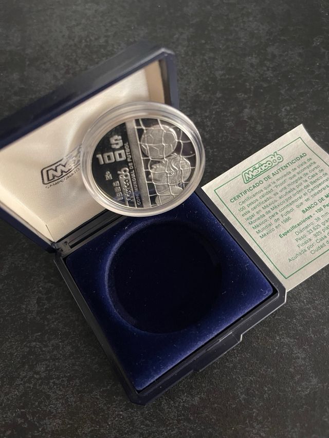 Moneda Plata México 86 Copa Mundial Futbol