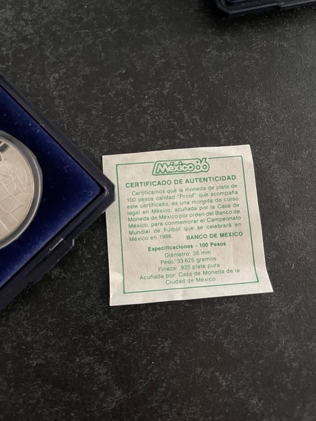Moneda Plata México 86 Copa Mundial Futbol
