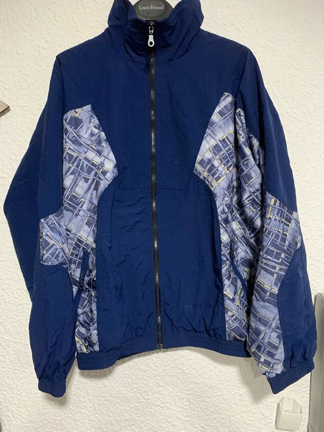 Chaqueta retro oversize azul y multicolor