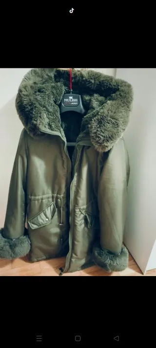 Parka donna double face verde oliva