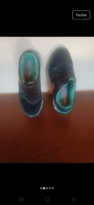 Tênis Skechers Preto e Turquesa Novos