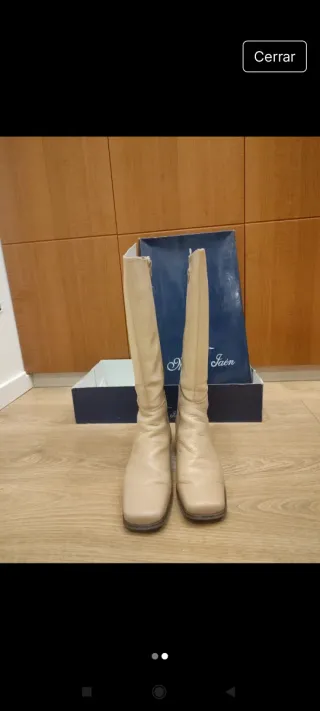 Botas de piel beige