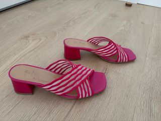 Sandalias Miss Joy Tacon Rayas Rojas T40