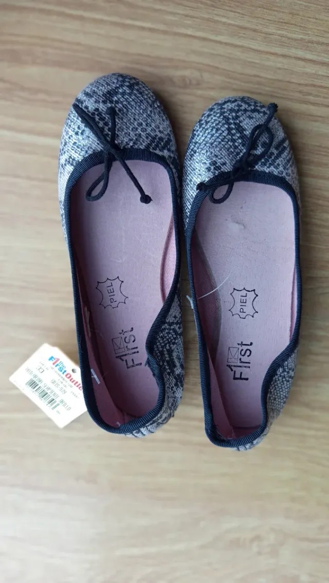 Bailarinas Norteñas interior Piel, Gris/Negro t33