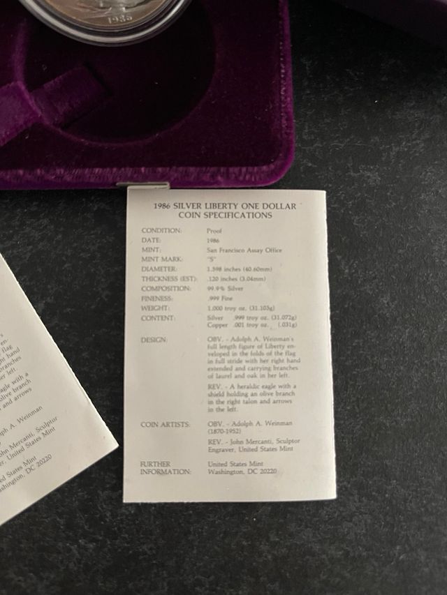 Moneda Plata American Eagle 1986