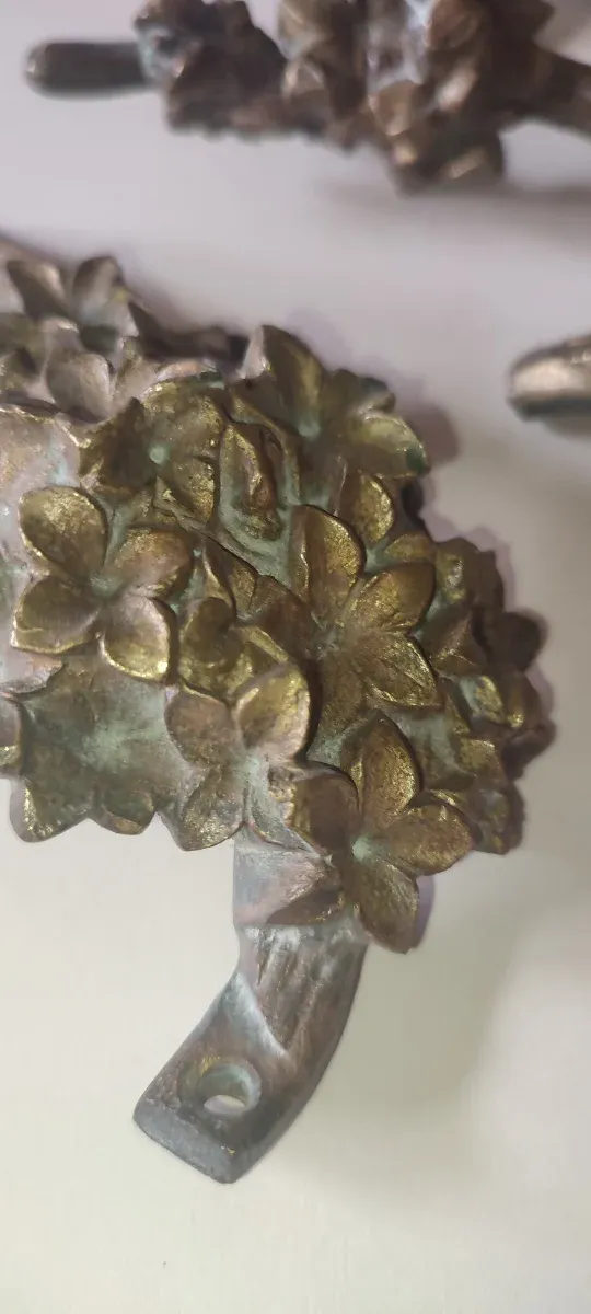 Lote 4 adornos bronce flores filigrana flor ramo