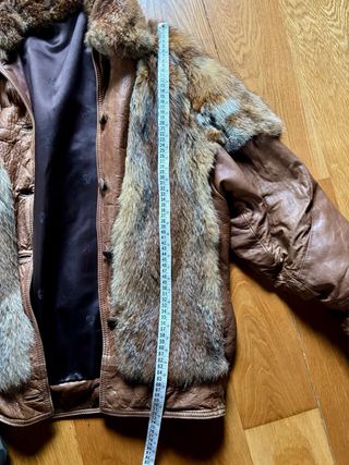 Abrigo cuero genuíno y piel