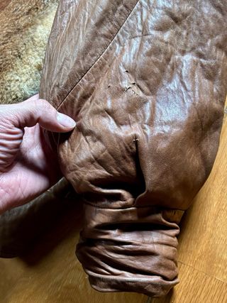 Abrigo cuero genuíno y piel