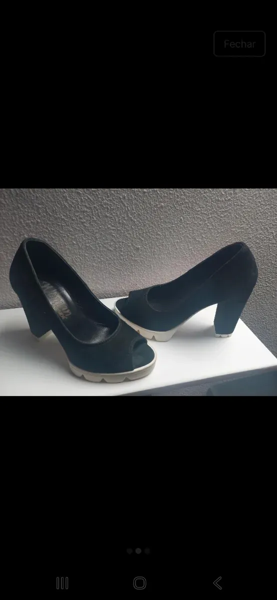 Sapatos Salto Alto Camurça Preta Seaside 35