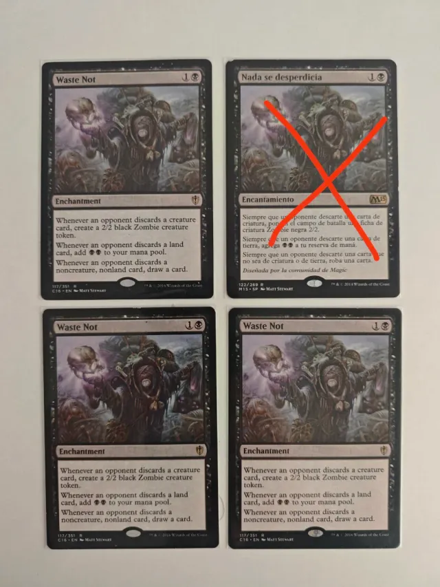 3 Cartas Magic Waste Not MTG
