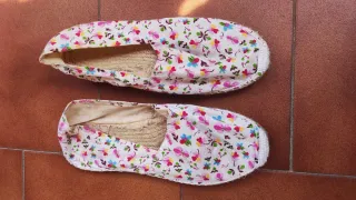 Esparteras tela flores blancas